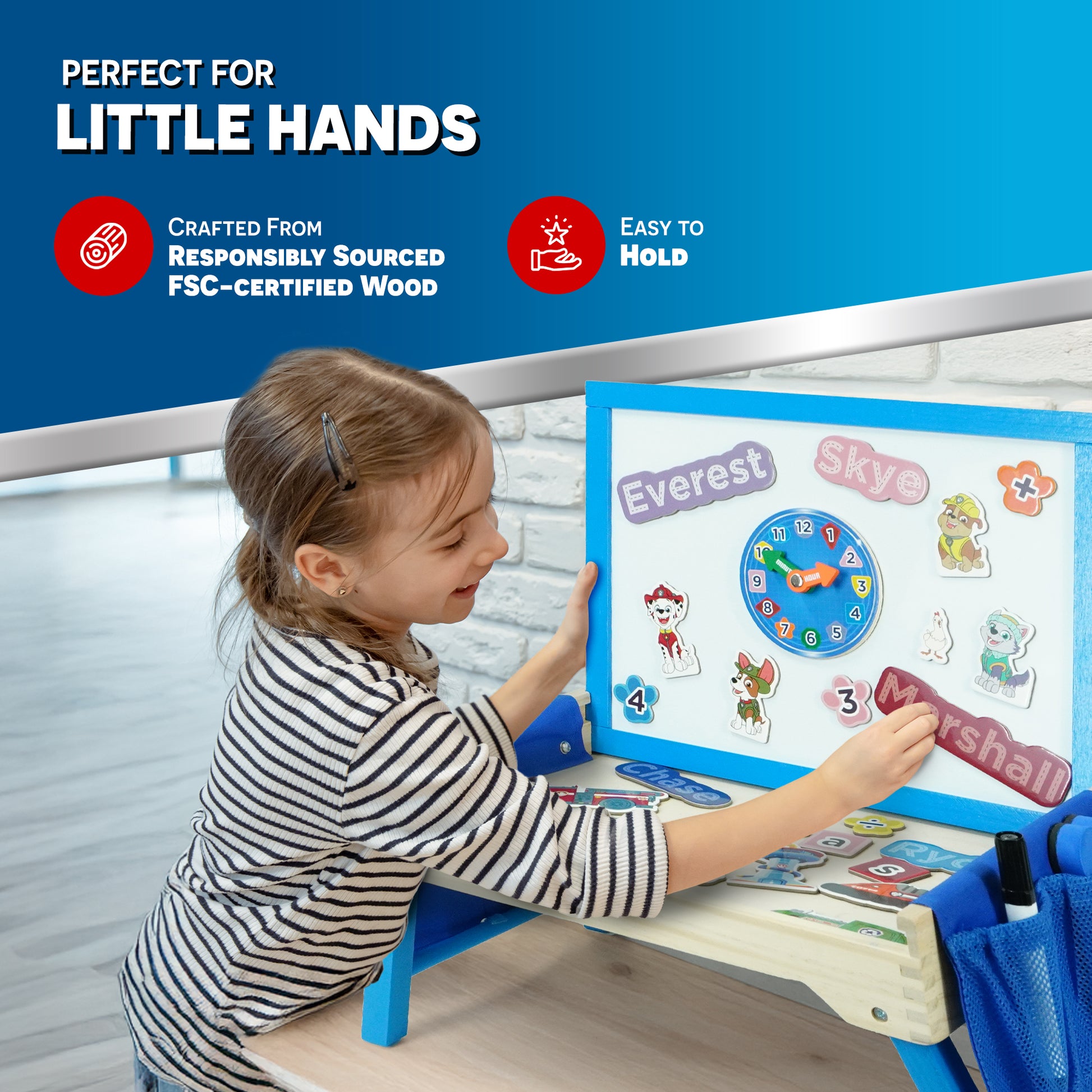 Paw Patrol Magnetic Learning Table – Kids' Portable Creation Station with Folding Legs – Numeracy & Literacy Educational Toy