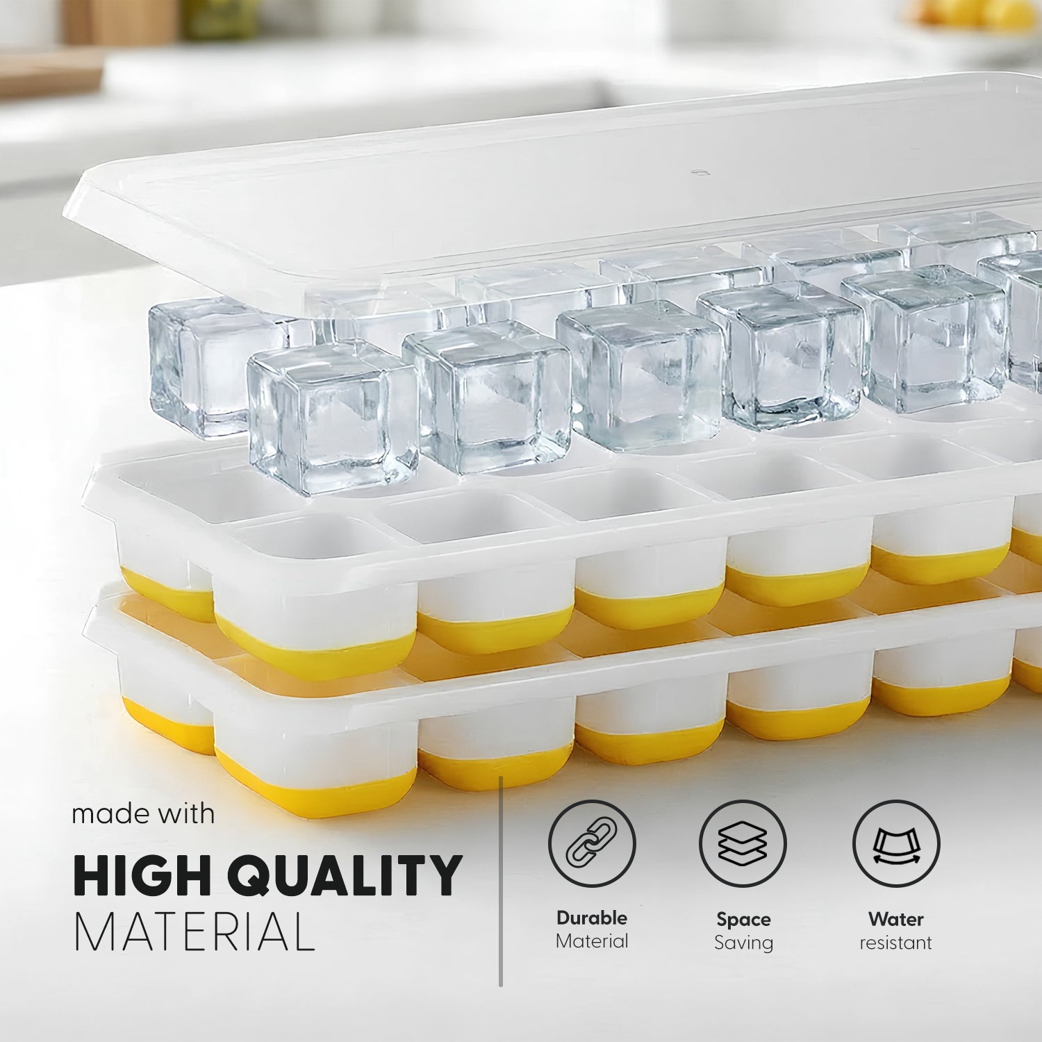 Silicone Ice Cube Trays with Non-Spill Lids