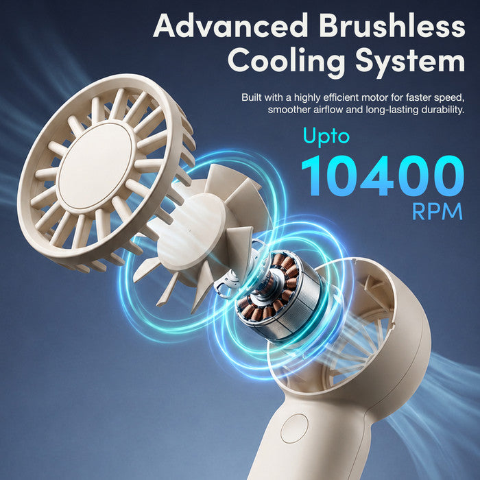 KEPLIN portable fan advanced brushless motor up to 10400 RPM for powerful personal cooling