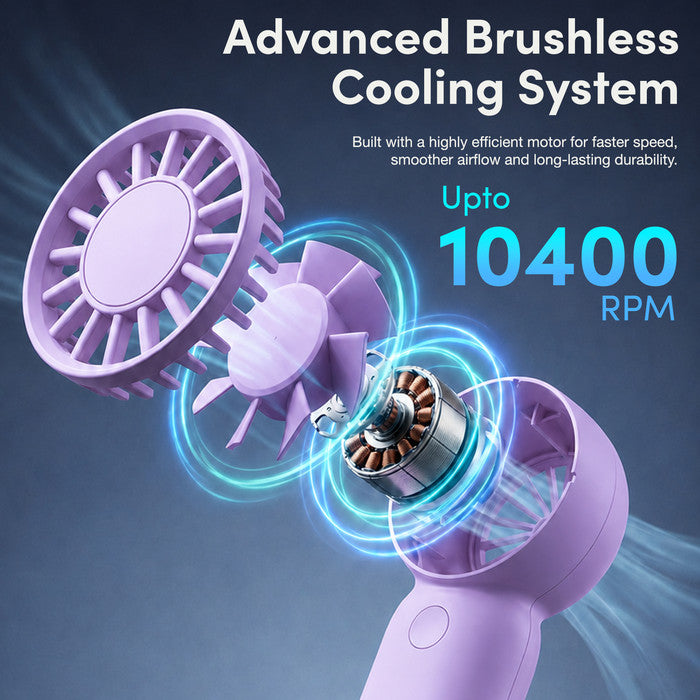 KEPLIN portable fan advanced brushless motor up to 10400 RPM for powerful personal cooling