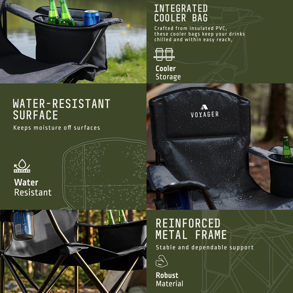 Folding Camping Chairs 2 Pack with Cooler Bag – image 23