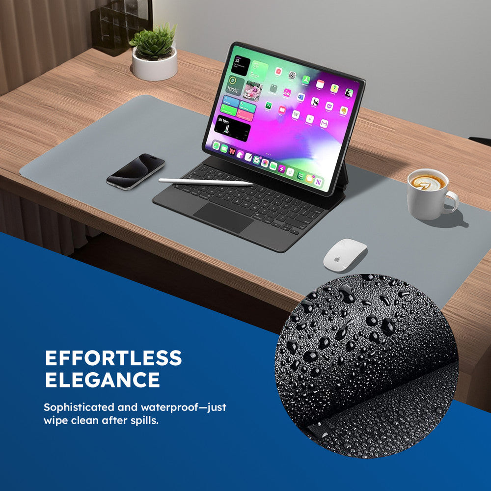 DesireTech Reversible Extra Large Office Desk Mat- Small Dual-Sided Desk Mat, Waterproof Faux Leather Table Surface Protector Desk- Laptop Mat & Mouse Pad