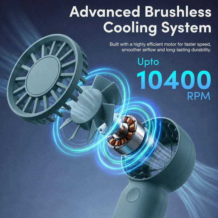 KEPLIN portable fan advanced brushless motor up to 10400 RPM for powerful personal cooling