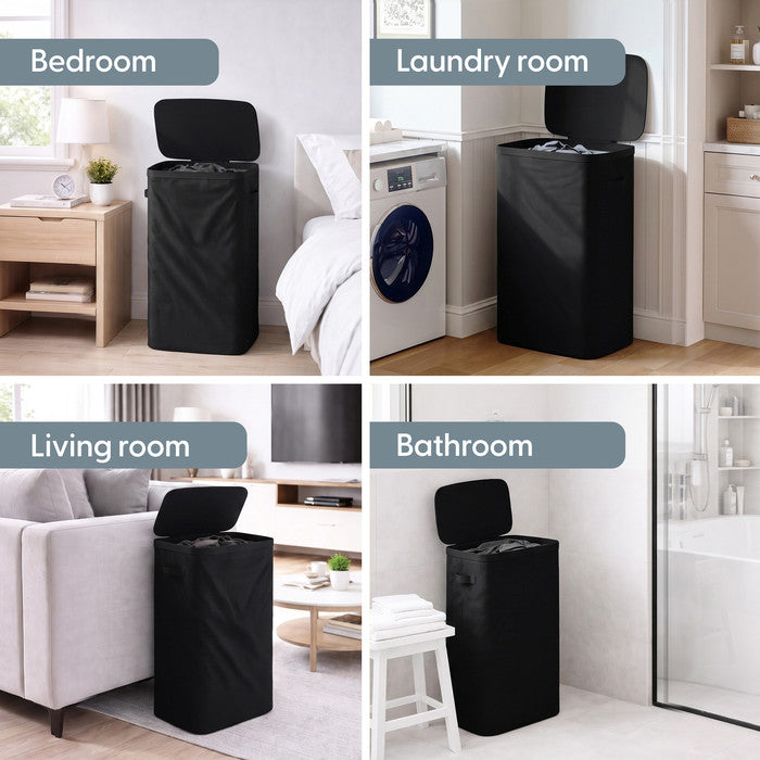 Collapsible Laundry Basket with Lid & Removable Liner