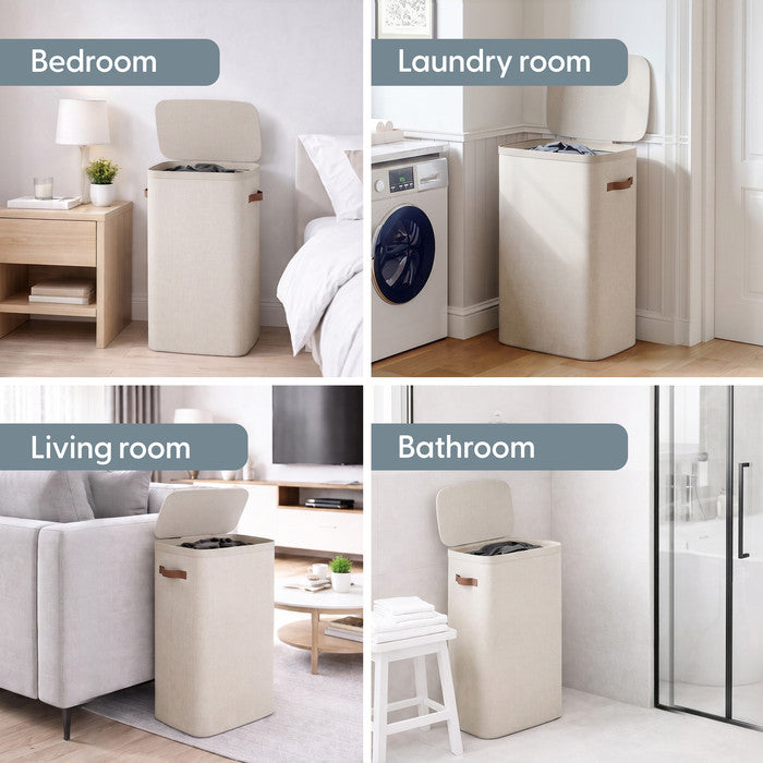 Collapsible Laundry Basket with Lid & Removable Liner