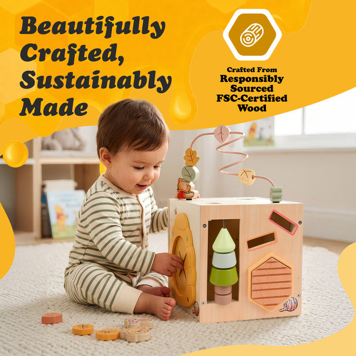 Disney Winnie the Pooh FSC Certified Wooden Activity Cube Sustainable Baby Toy
