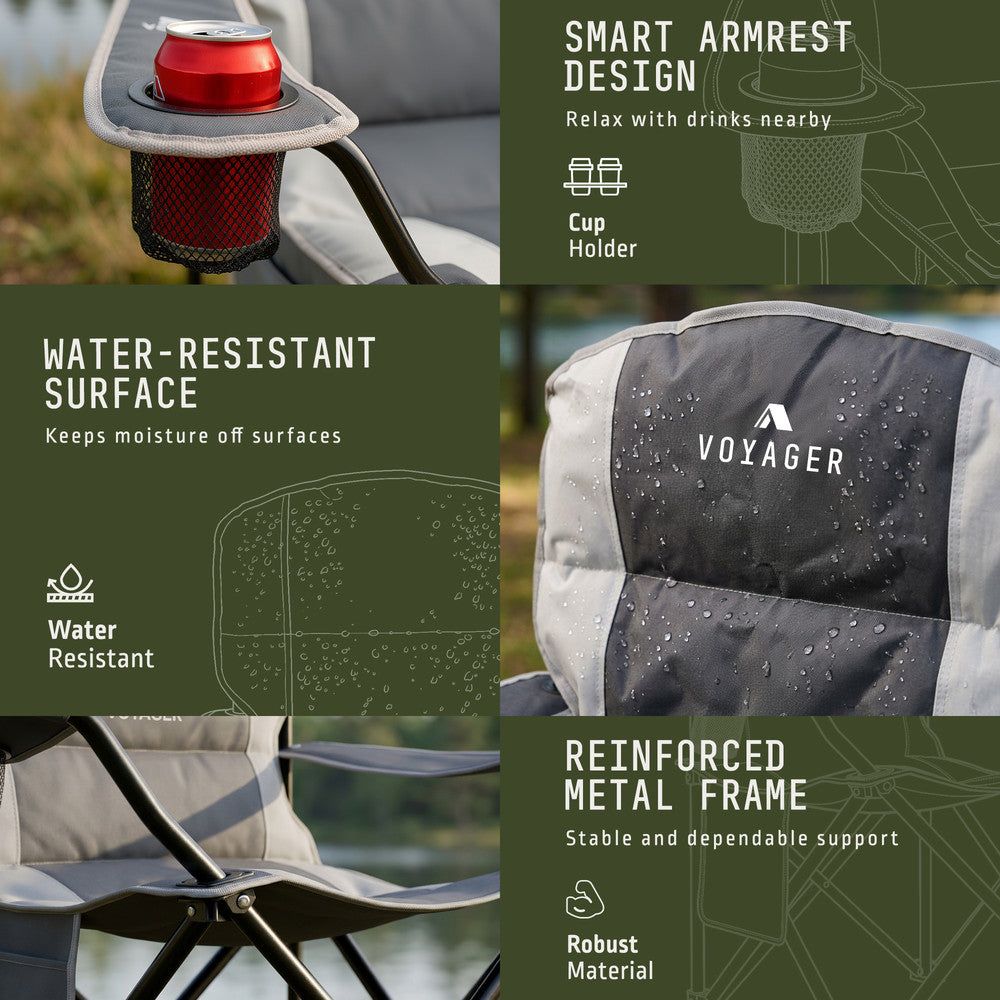 Padded Camping Chairs - 2 Pack