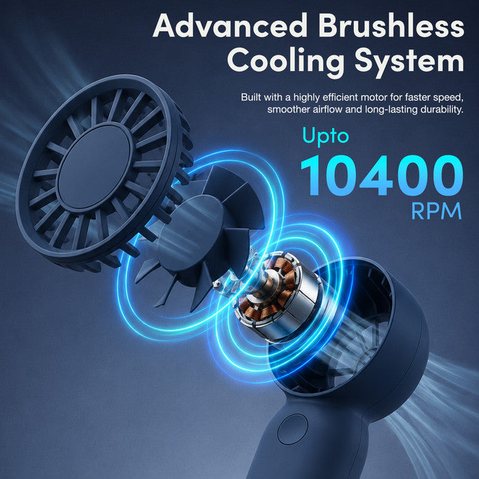 KEPLIN portable fan advanced brushless motor up to 10400 RPM for powerful personal cooling