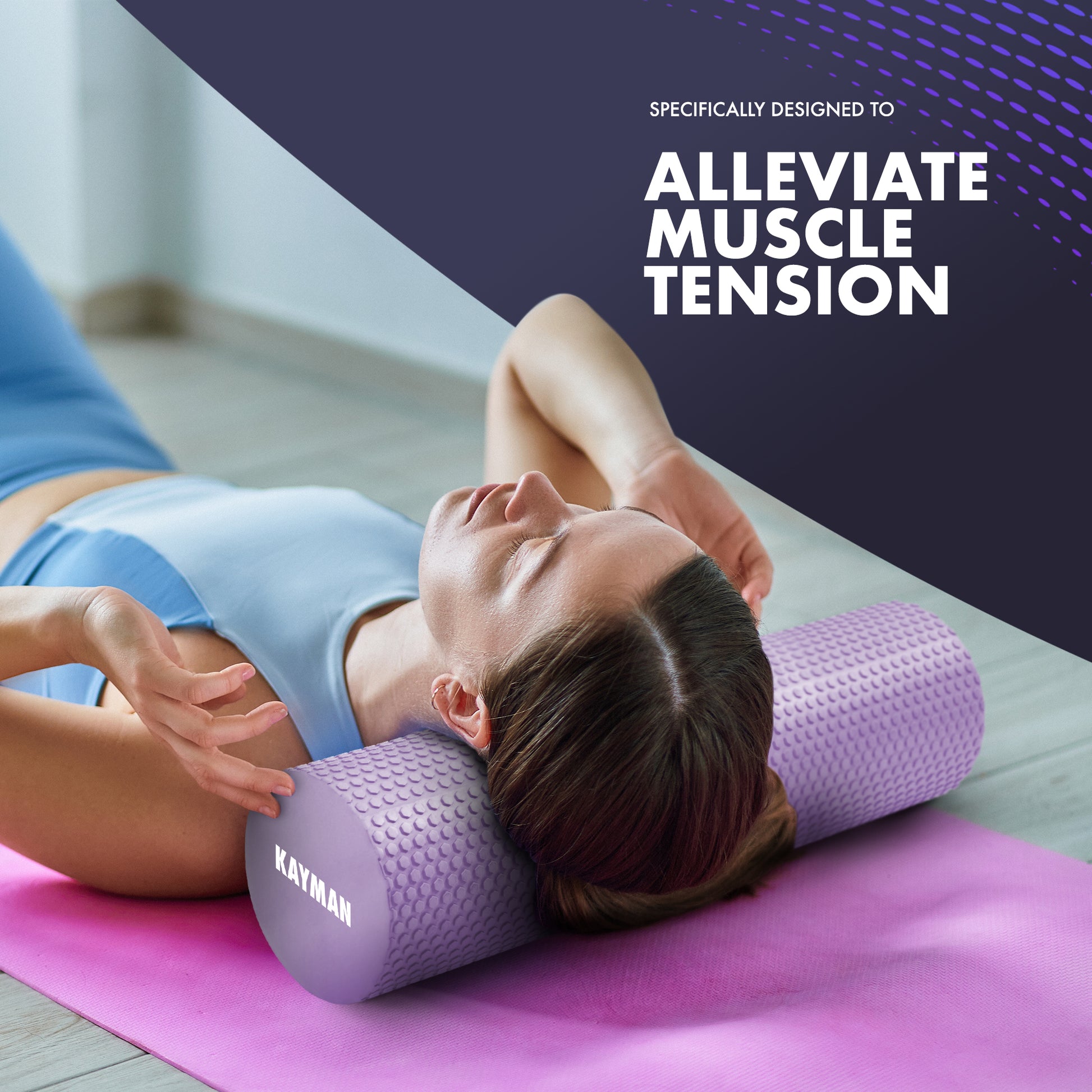 KAYMAN Sports Foam Roller – Deep Tissue Muscle Tension Relief & Circulation Boost | Portable & Lightweight Self Massager for Back, Legs, Gym, Pilates & Yoga | EVA Foam