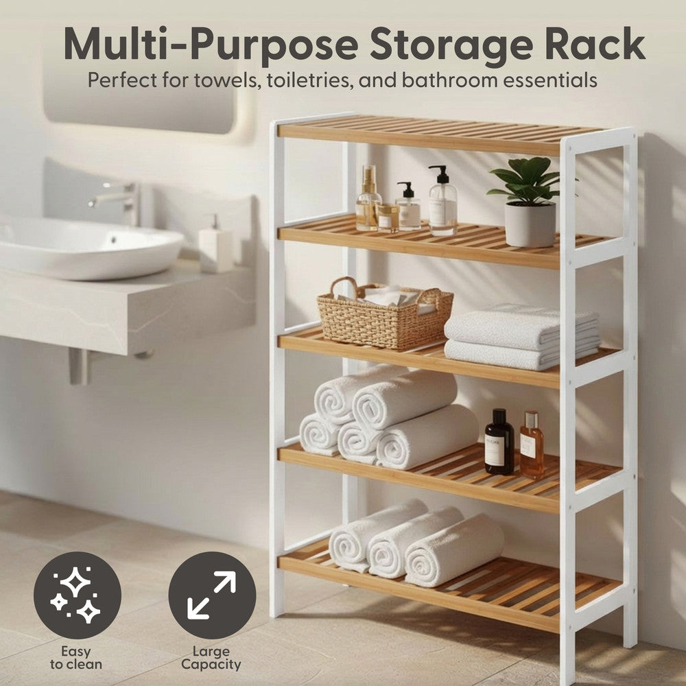 Bamboo Shoe Rack - 5 Tier – image 28