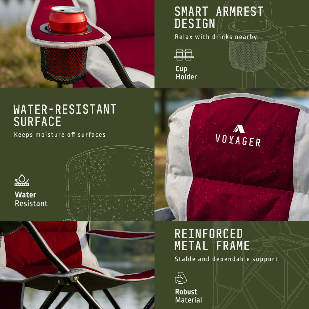 Padded Camping Chairs - 2 Pack