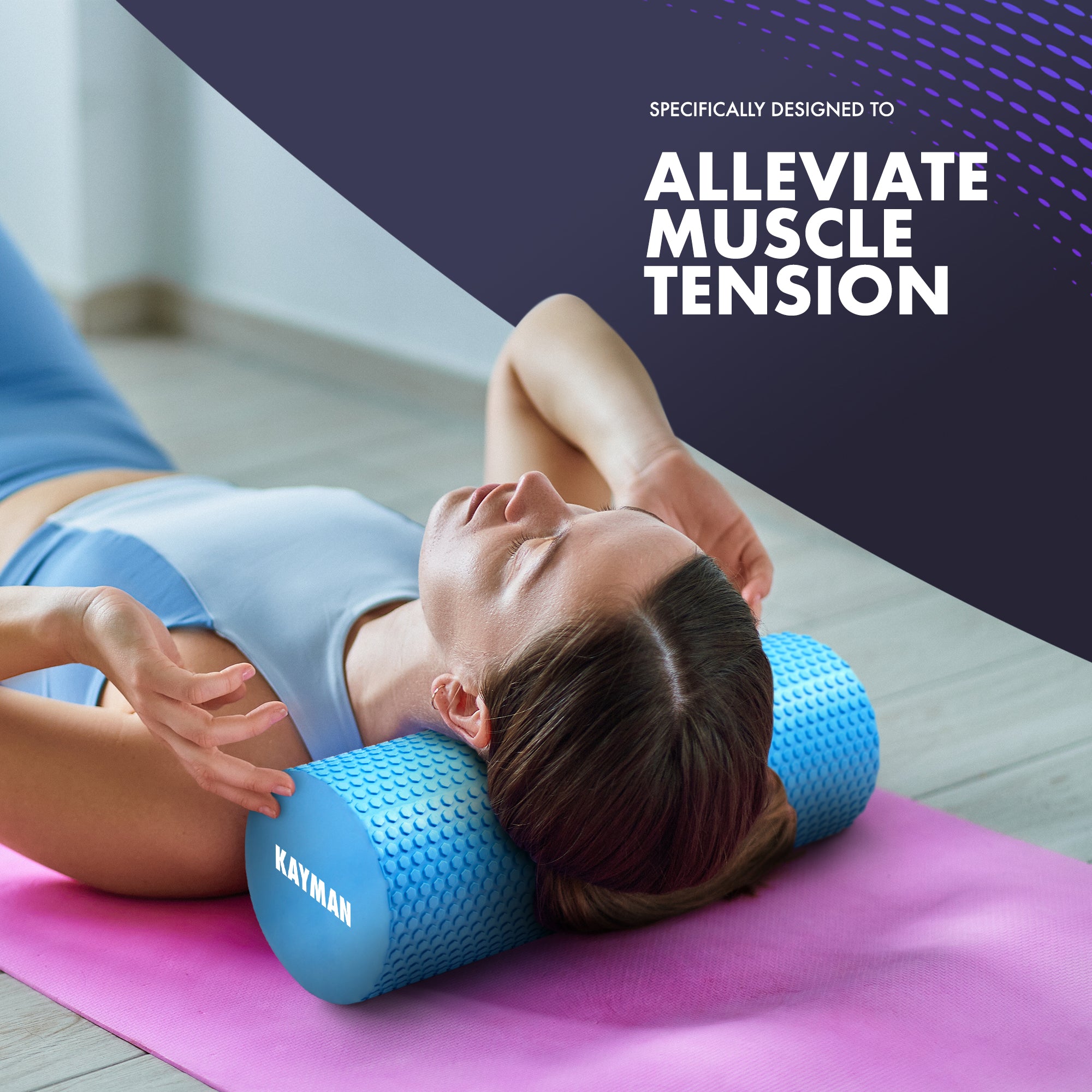 KAYMAN Sports Foam Roller – Deep Tissue Muscle Tension Relief & Circulation Boost | Portable & Lightweight Self Massager for Back, Legs, Gym, Pilates & Yoga | EVA Foam