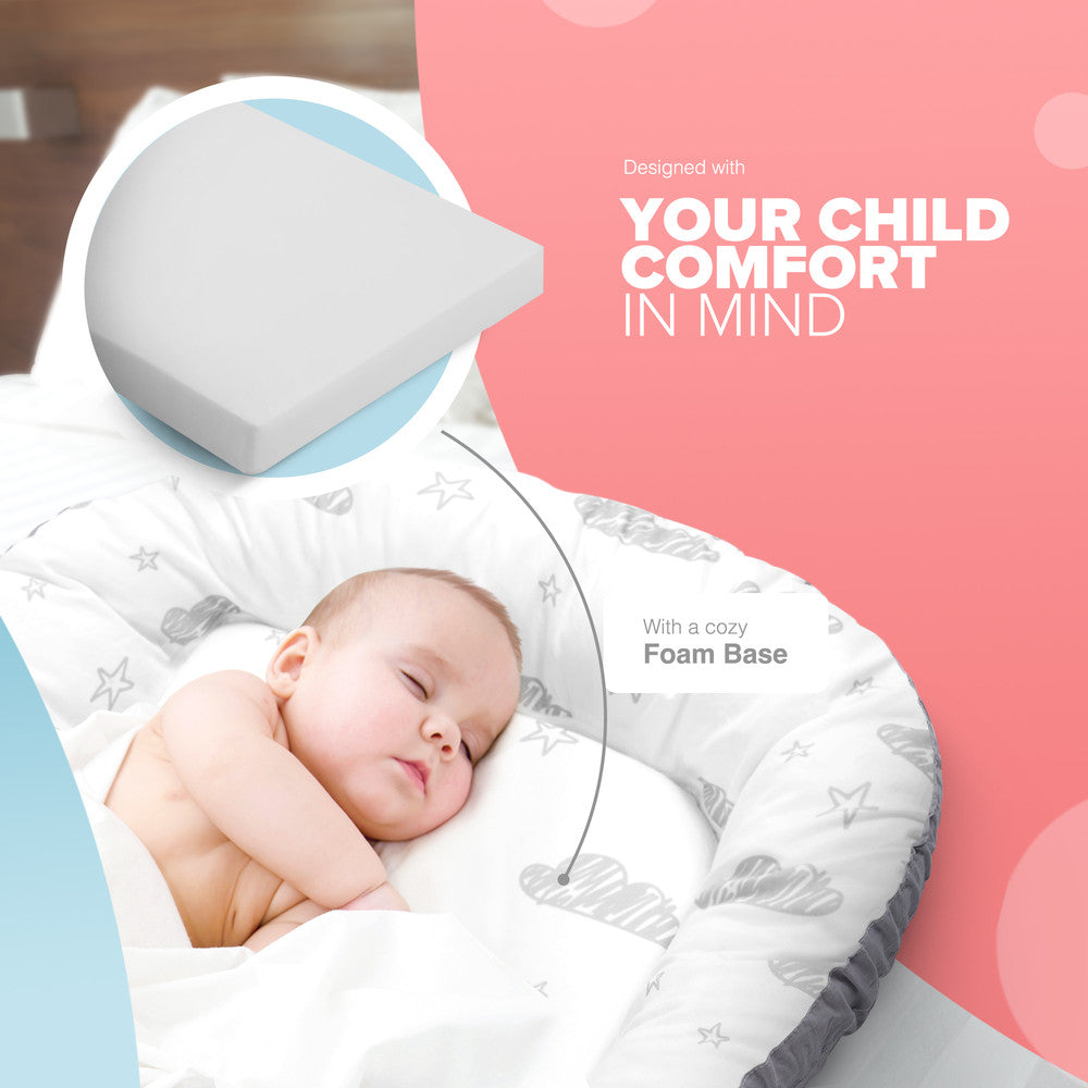 Kidoola Newborn Baby Nest Lounger - 100% Cotton, Washable, Safe and Breathable Fabric 0-12 Months Unisex Ideal for Home, Travel & Baby Essential Gift (Animals)
