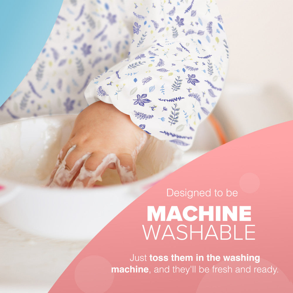 KIDOOLA Baby Led Weaning Bib with Sleeves – Mess-Free, Waterproof & Soft Apron for 6-12 Months – Full Coverall Coverage for Toddlers