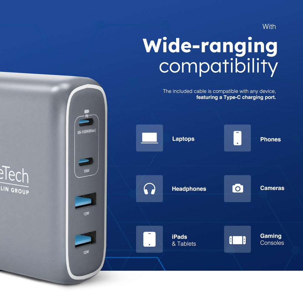 Desiretech 100W USB-C Charger with Cable & Pouch – Fast Charging 4-Port Adapter for MacBooks, iPhone 15, iPad, Samsung S Series, Google Pixel, Sony – image 15