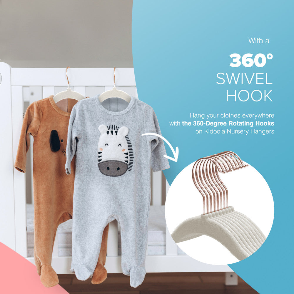 Kidoola 20 Velvet Baby Hangers, Nursery Coat Clothing Hangers for Babies, Infant, Toddlers and Kids, Unisex for Boys or Girls up to 24 Months – image 20