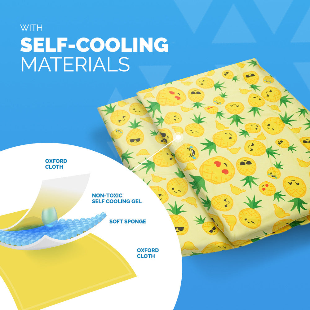 FurDreams Pineapple Pet Cooling Mat – Waterproof Gel Pillow Pad for Dogs and Cats, 75x120cm – Prevent Overheating and Keep Cool During Summer Rest