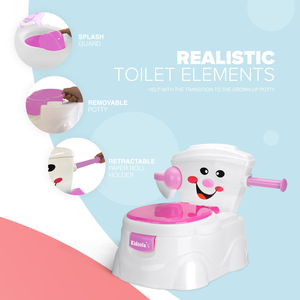 KIDOOLA Pink Potty Training Toilet Seat - Splash Guard & Portable Design for Easy Travel | Fun & Functional Potty Seat for Kids 6 Months to 5 Years – image 4