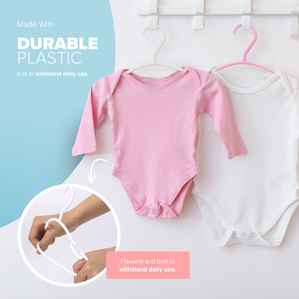 Kidoola 36 Pack Plastic Baby Hangers, Nonslip Nursery Coat Hangers, Space Saving Tubular Hangers, More Storage for Kids Children Clothes Dresses Unisex (27x15cm)