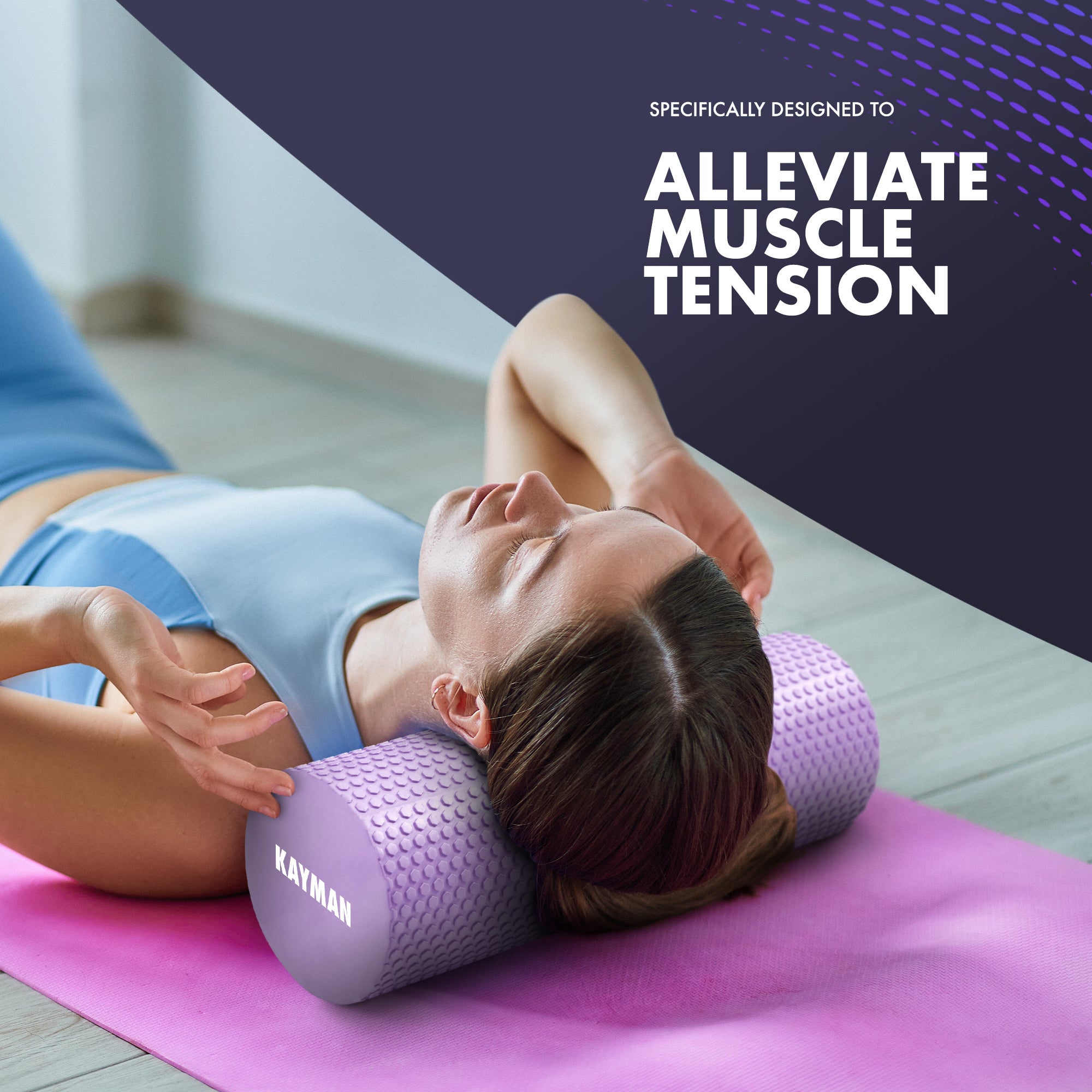 KAYMAN Sports Foam Roller – Deep Tissue Muscle Tension Relief & Circulation Boost | Portable & Lightweight Self Massager for Back, Legs, Gym, Pilates & Yoga | EVA Foam