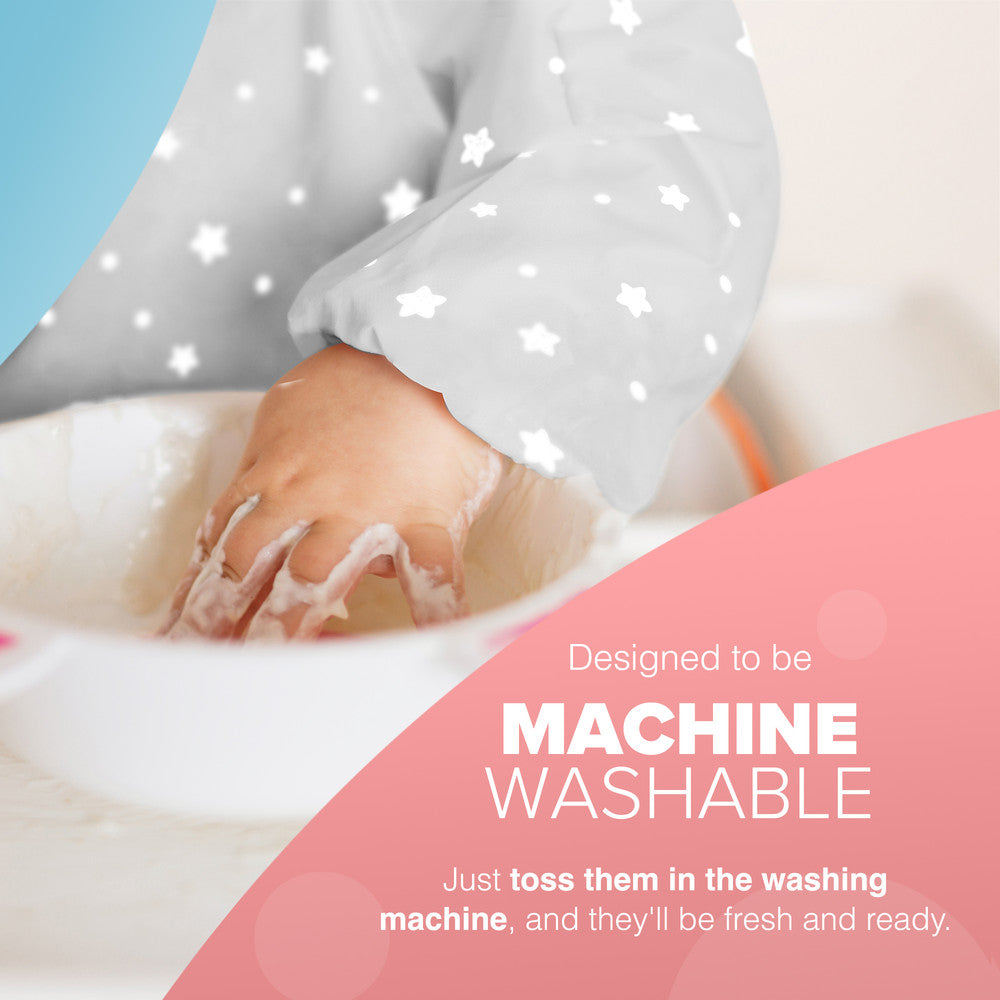 KIDOOLA Baby Led Weaning Bib with Sleeves – Mess-Free, Waterproof & Soft Apron for 6-12 Months – Full Coverall Coverage for Toddlers