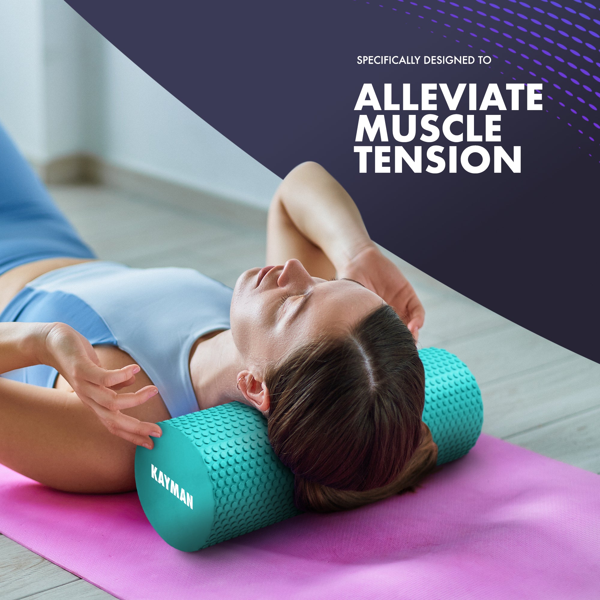 KAYMAN Sports Foam Roller – Deep Tissue Muscle Tension Relief & Circulation Boost | Portable & Lightweight Self Massager for Back, Legs, Gym, Pilates & Yoga | EVA Foam