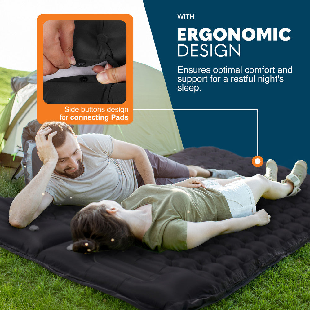 Black camping sleeping mat rolled in carry bag – 0.83kg compact lightweight for hiking UK