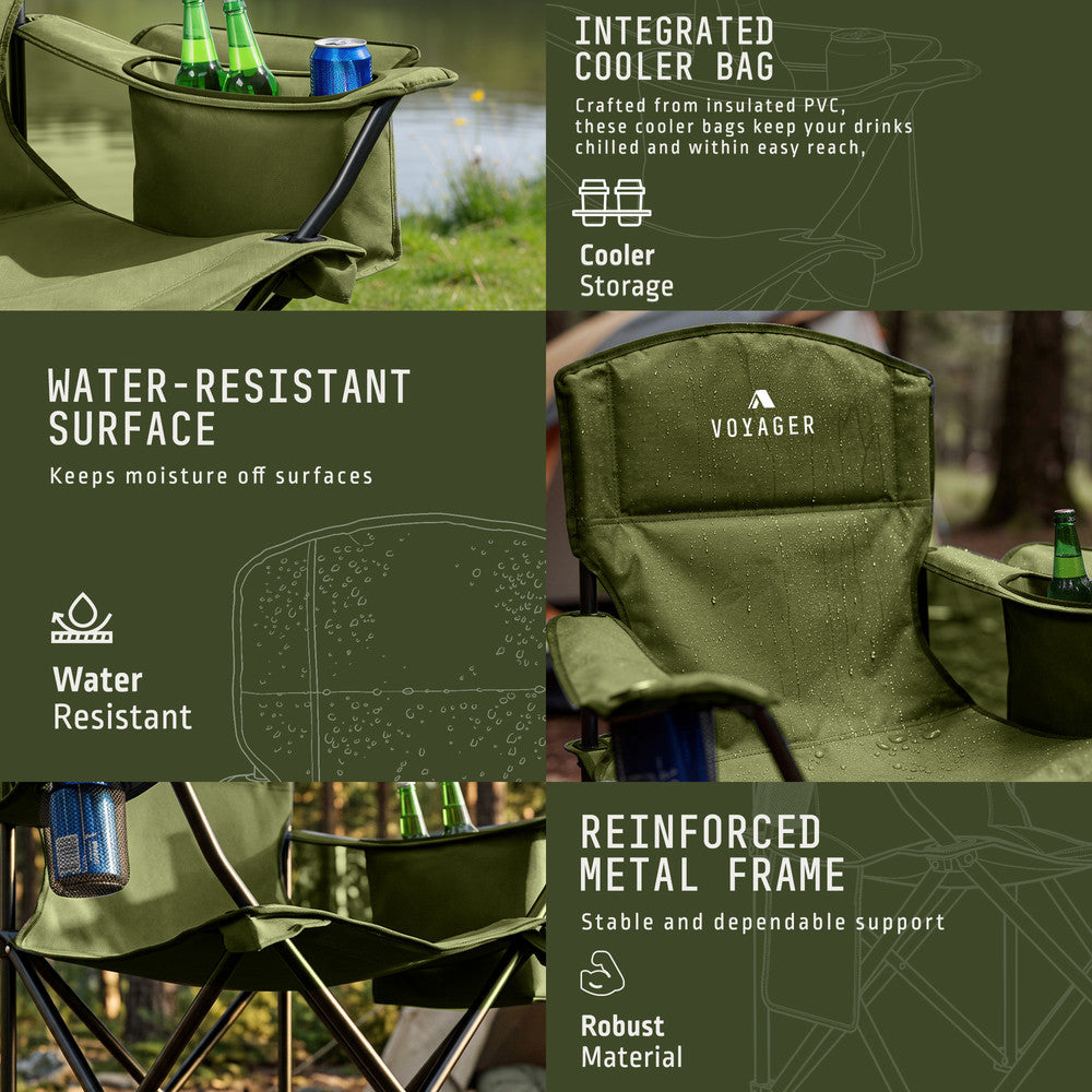 Folding Camping Chairs 2 Pack with Cooler Bag – image 14