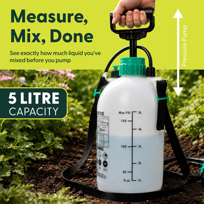 5 Litre Garden Pressure Sprayer – Works Upside Down with Brass Nozzle