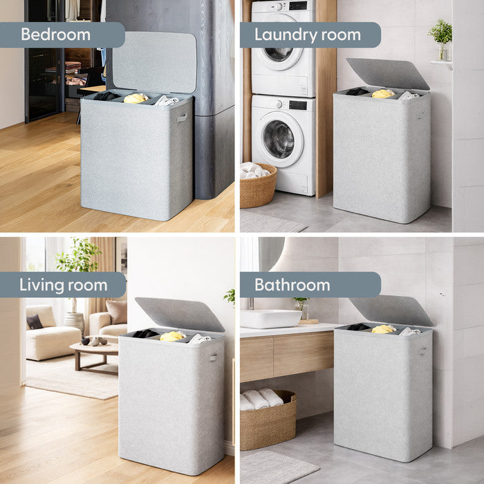 Collapsible Laundry Basket with Lid & Removable Liner