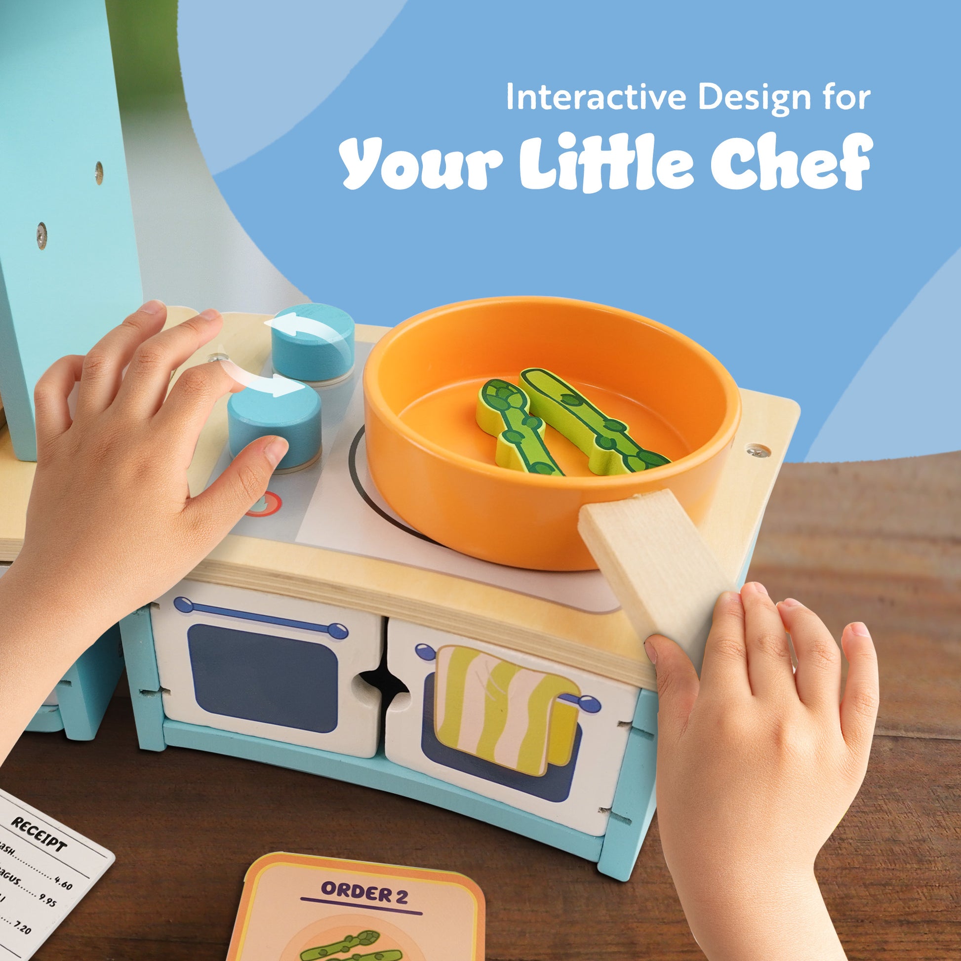 Official Bluey restaurant wooden playset – FSC certified chef and waiter roleplay toy for kids UK