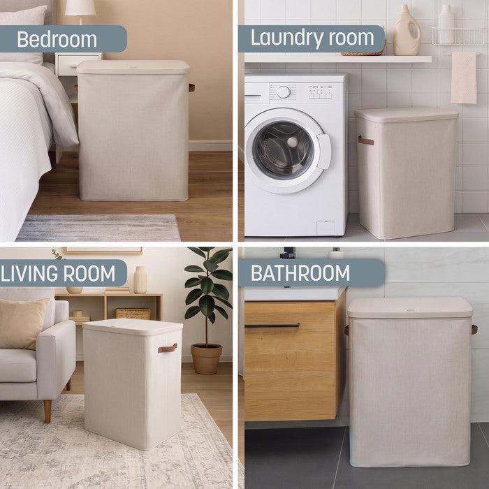 Collapsible Laundry Basket with Lid & Removable Liner