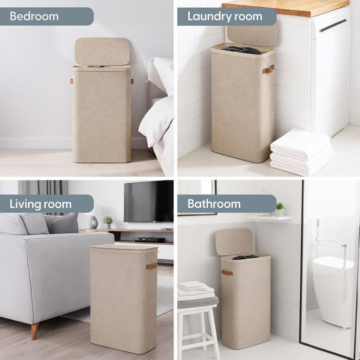 Collapsible Laundry Basket with Lid & Removable Liner