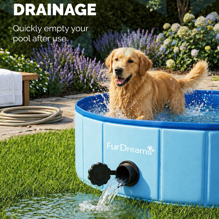 FurDreams Foldable Pet Swimming Pool – Hard Plastic Dog Bathtub, Portable Multi-Functional PVC Kiddie Pool with Non-Slip Base – Perfect for Children, Cats, Puppies, and Summer Fun