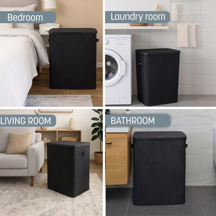Collapsible Laundry Basket with Lid & Removable Liner
