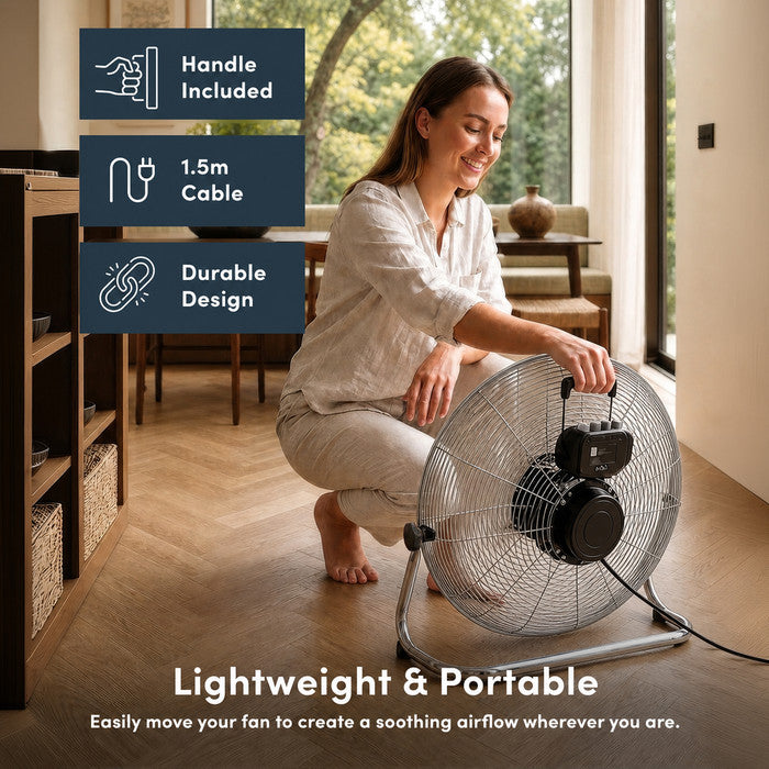 Speed control settings on 20 inch chrome floor fan