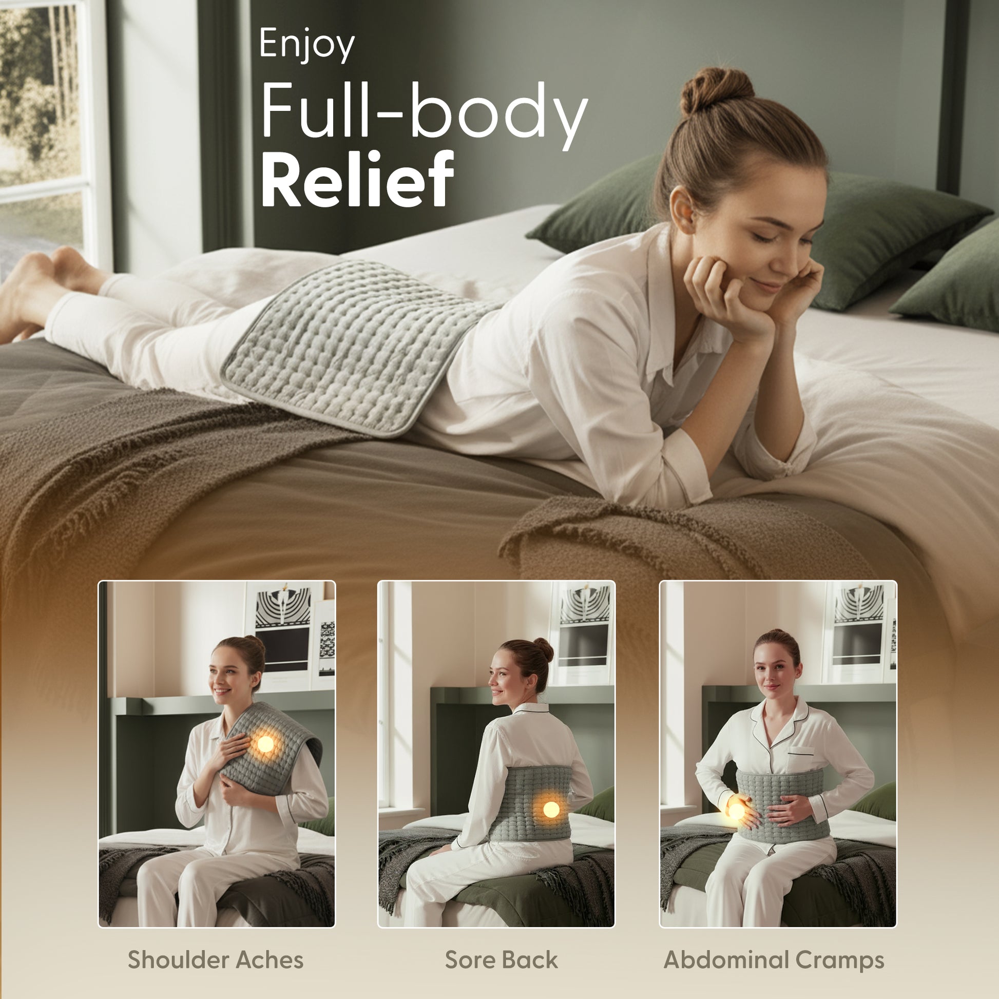 Electric Heating Pad 9 Temp Levels Auto Off