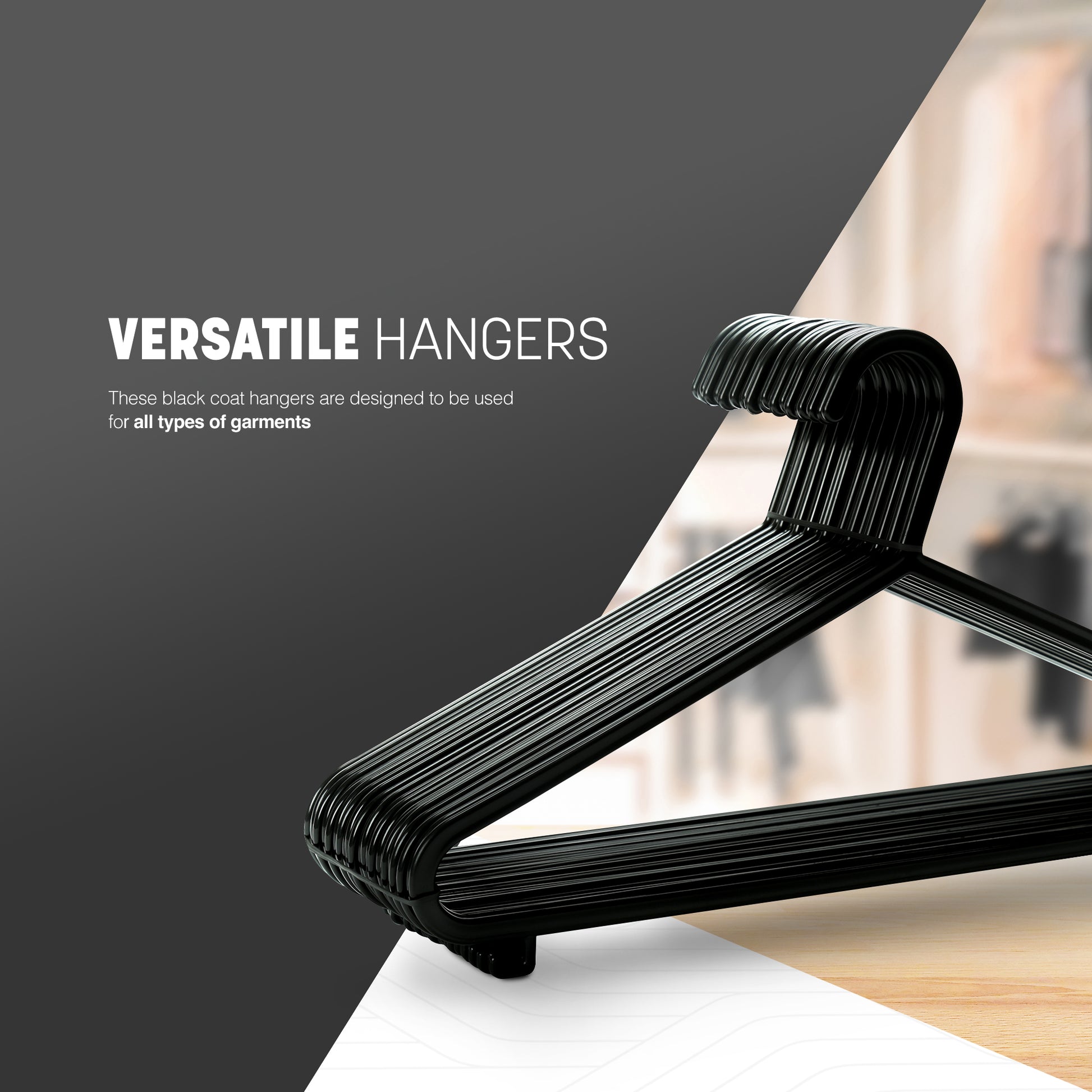 Plastic Clothes Hangers with Trouser Bar and Accessory Hooks - 25 Pack