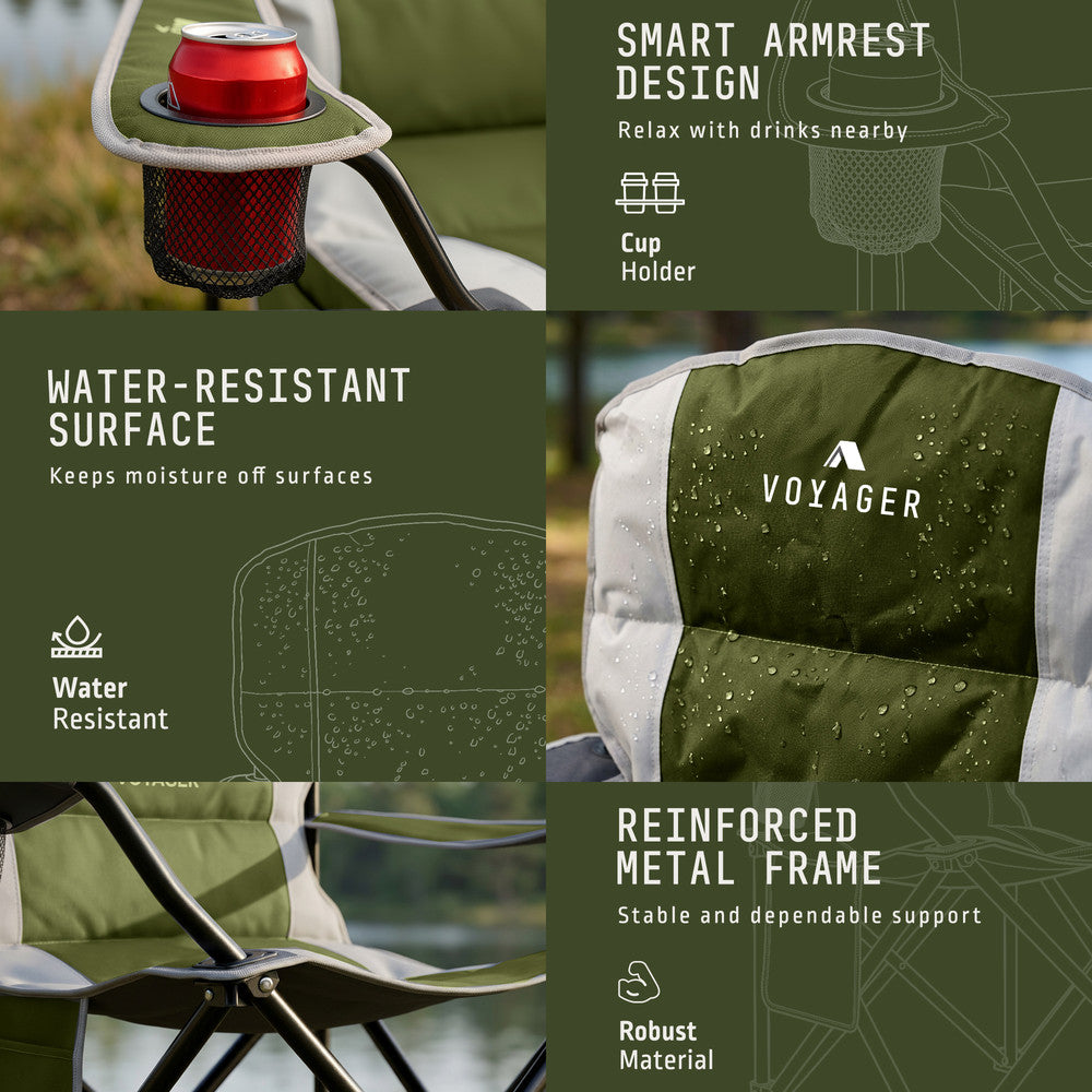 Padded Camping Chairs - 2 Pack