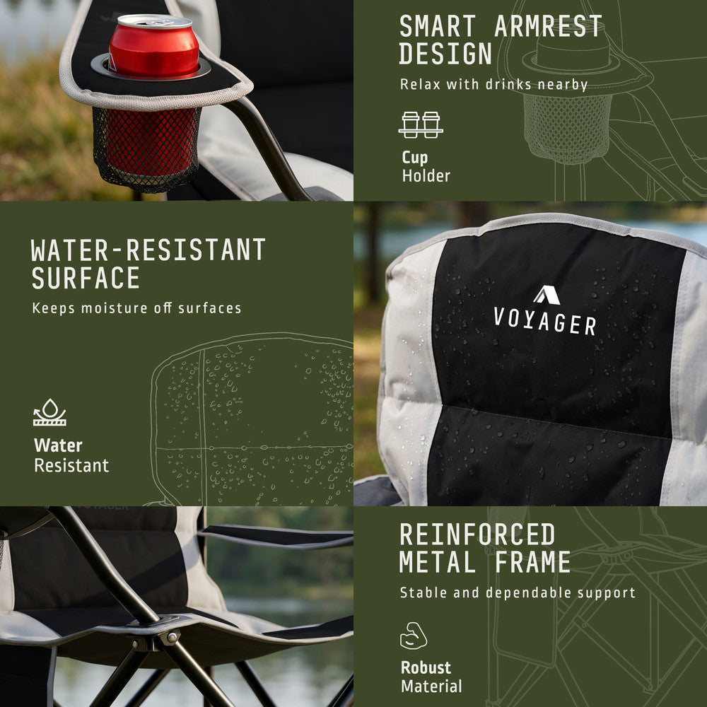 Padded Camping Chairs - 2 Pack