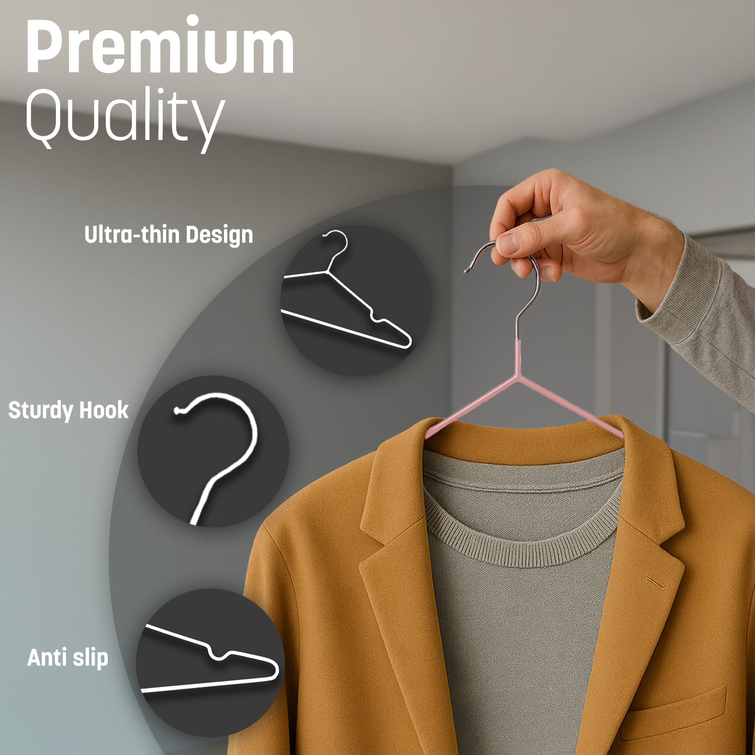 20pcs Metal Hangers Premium Rubber Coated  - Non-Slip Clothes Hangers with 360° Swivel Hook