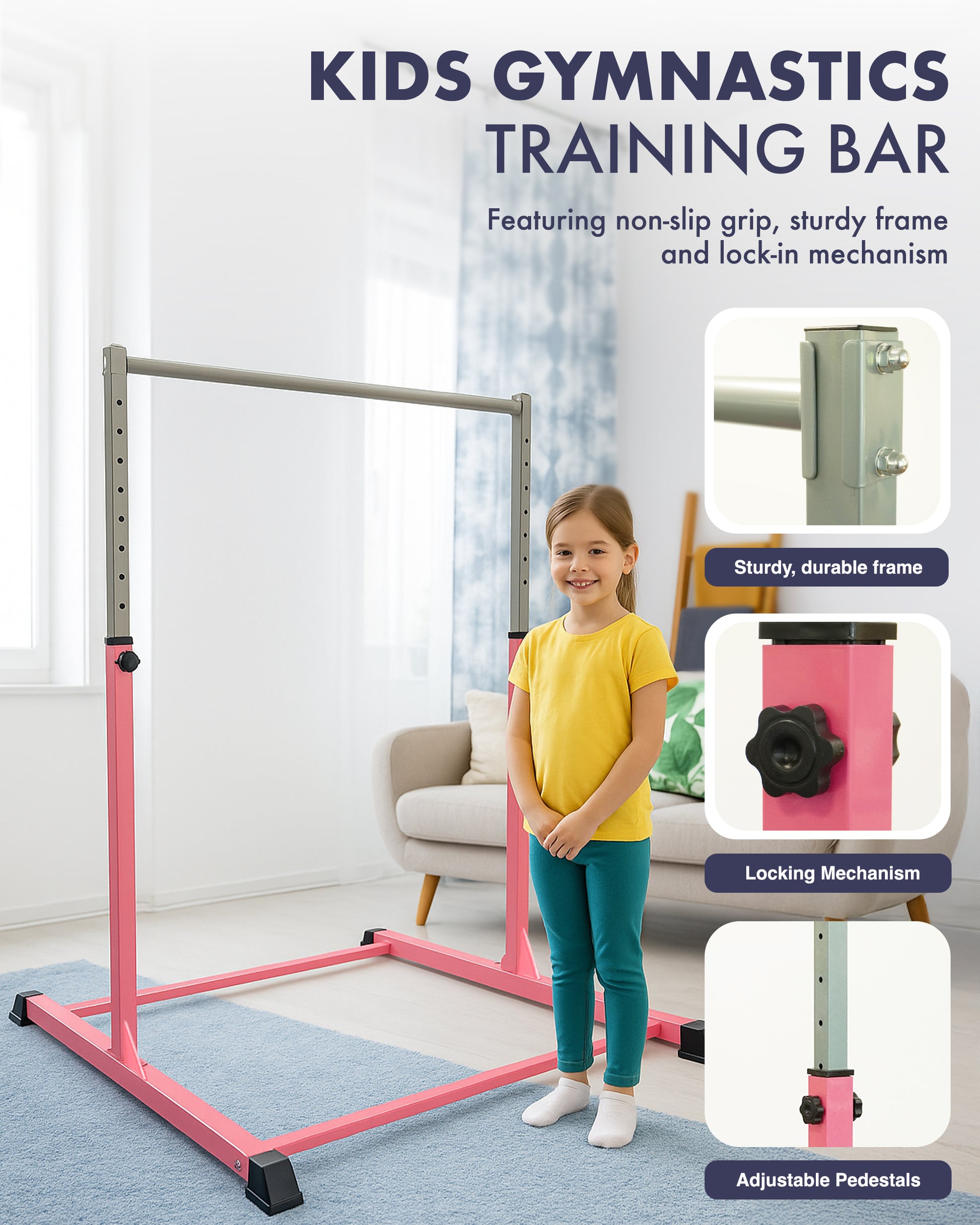 KAYMAN Foldable Large Gymnastics Horizontal Bar – Adjustable Height, Durable Iron Frame with Hand Protection Wrap – image 13