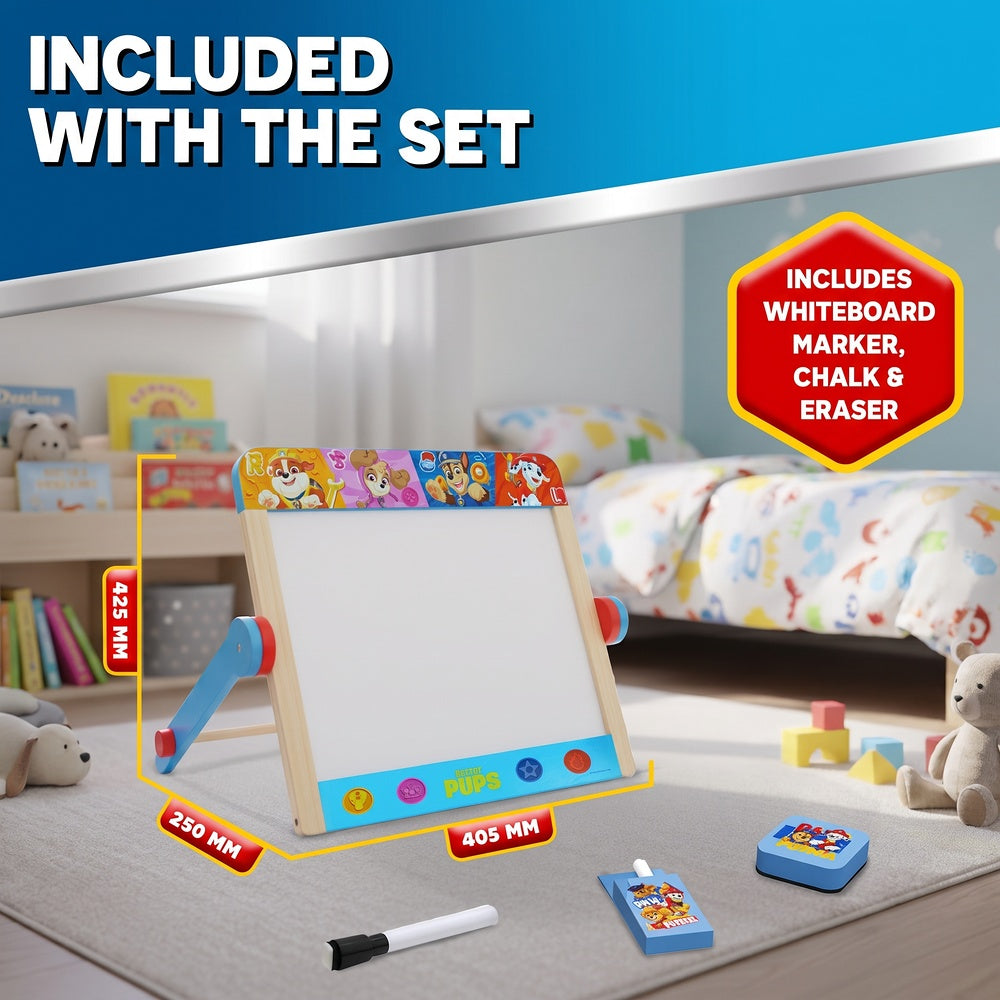 Paw Patrol Double-Sided Whiteboard Easel – Children's Tabletop Drawing & Doodling Board – Includes Whiteboard Pen & Eraser