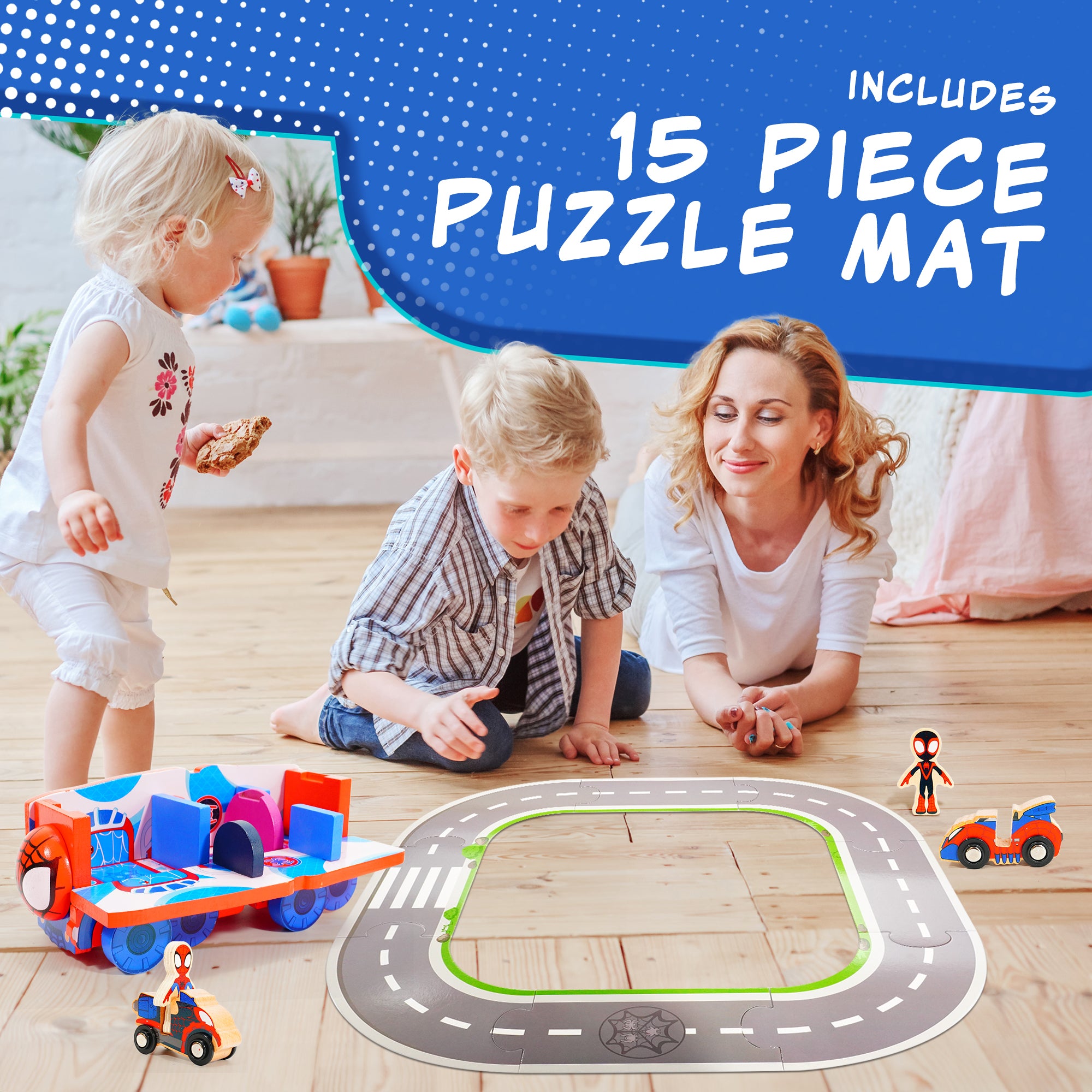 Marvel Spidey and His Amazing Friends Transforming Vehicle Playset – 17-Piece 2-in-1 Spidey Truck & Headquarters with Figures, Small Vehicles & Puzzle Road Mat – 110x255x110mm