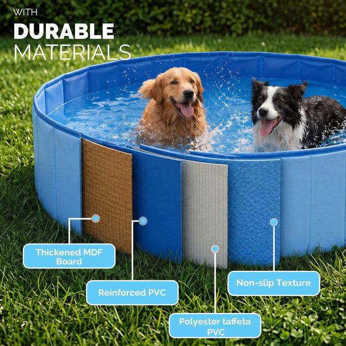 FurDreams Foldable Pet Swimming Pool – Hard Plastic Dog Bathtub, Portable Multi-Functional PVC Kiddie Pool with Non-Slip Base – Perfect for Children, Cats, Puppies, and Summer Fun