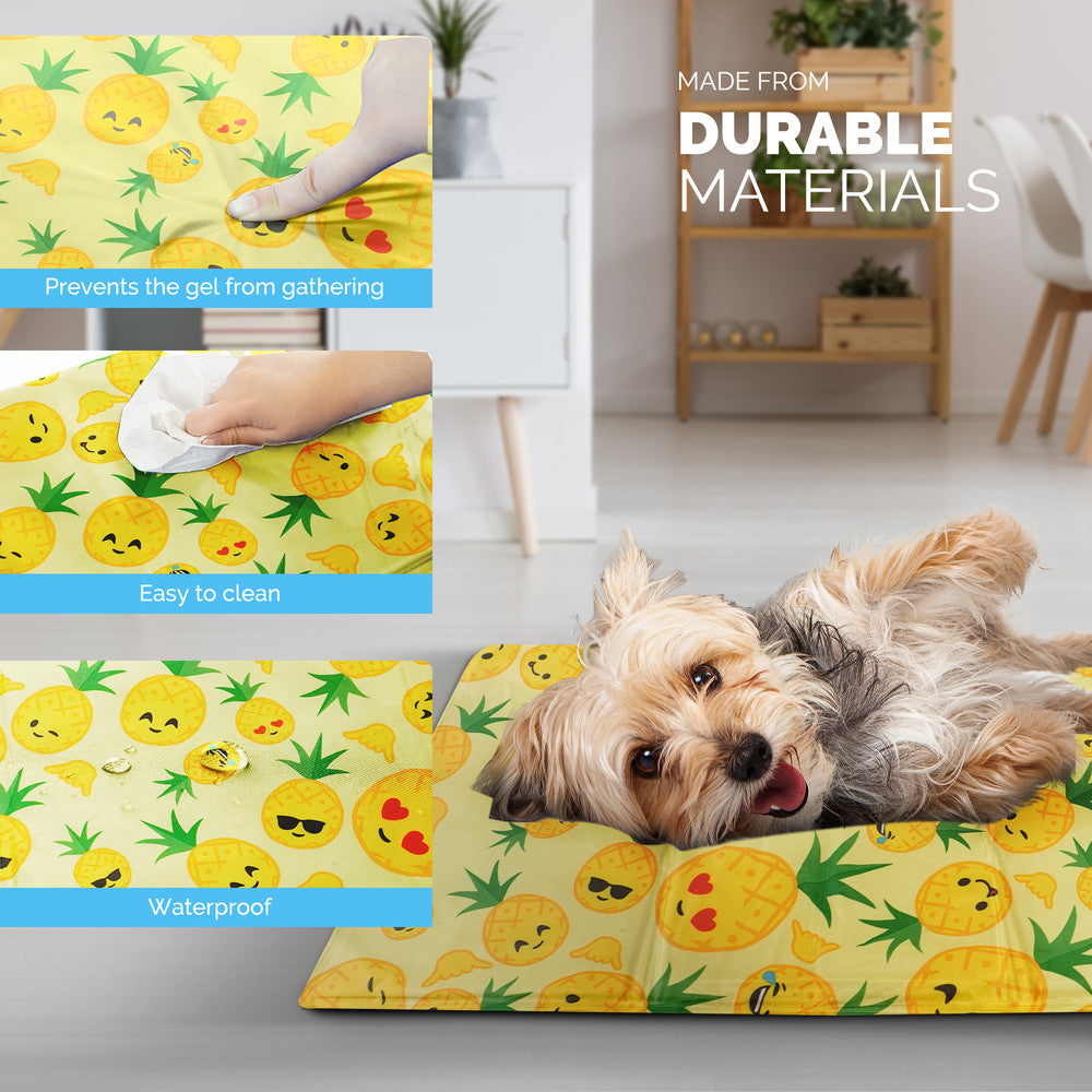 FurDreams Pineapple Pet Cooling Mat – Waterproof Gel Pillow Pad for Dogs and Cats, 75x120cm – Prevent Overheating and Keep Cool During Summer Rest