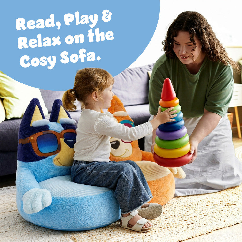 Children's Bluey plush chair showing full seating area – ideal birthday gift for girls