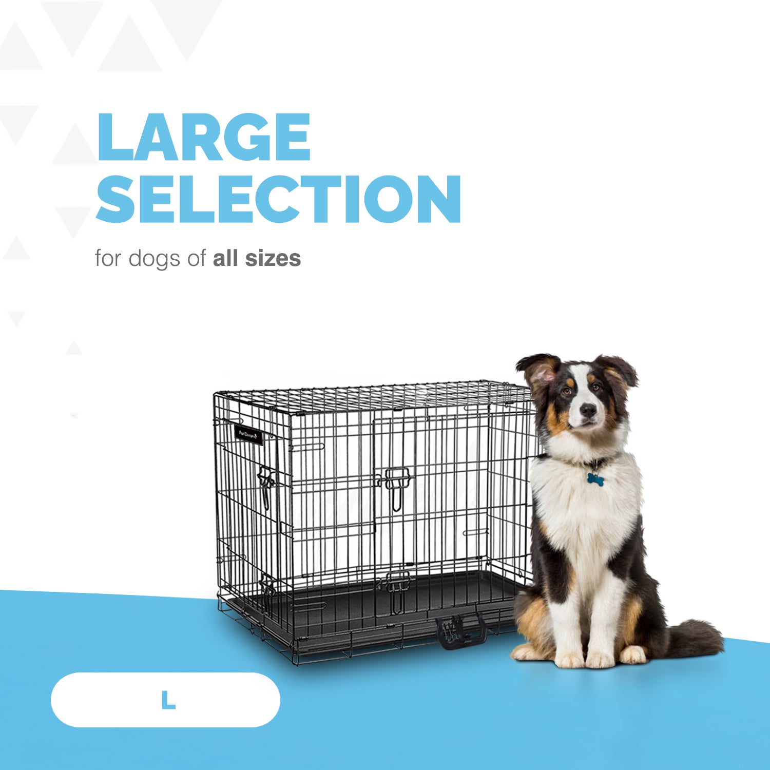 FurDreams Heavy Duty Dog Crate – Black Metal Folding Cage with Dual Doors, Chew-Resistant Plastic Tray, and Carry Handle – Perfect for Puppy Training