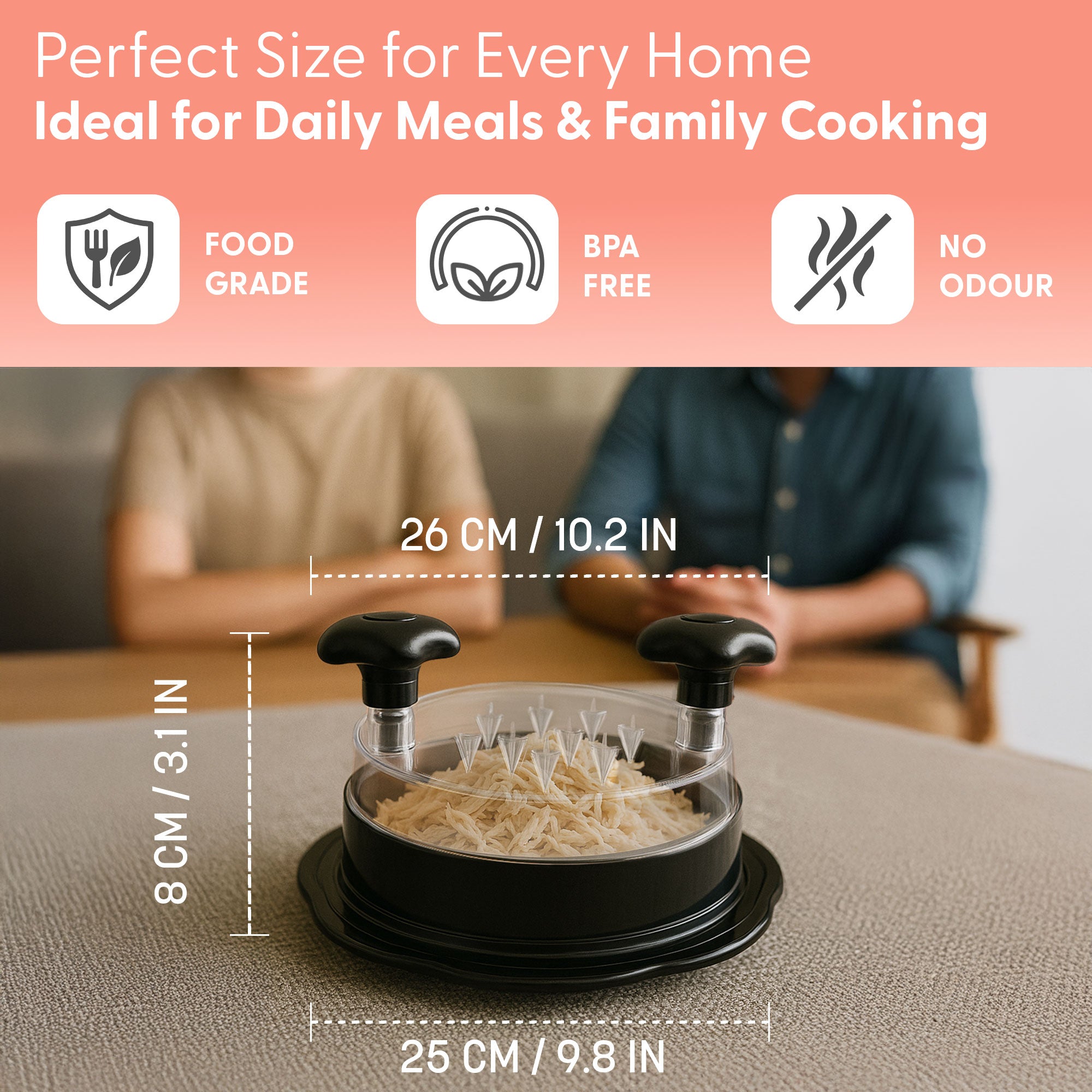 KEPLIN Chicken Shredder Tool - BPA-Free Meat Shredder with Anti-Slip Base & Ergonomic Grip - Dishwasher Safe Poultry Shredding Tool for Chicken, Pork, Beef - Quick Manual Meat Shredder