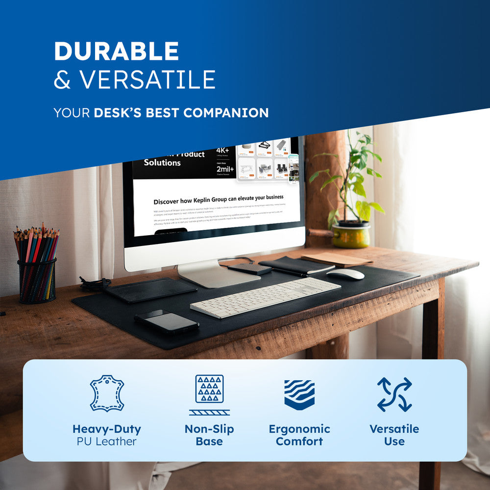 DesireTech Reversible Extra Large Office Desk Mat- Small Dual-Sided Desk Mat, Waterproof Faux Leather Table Surface Protector Desk- Laptop Mat & Mouse Pad